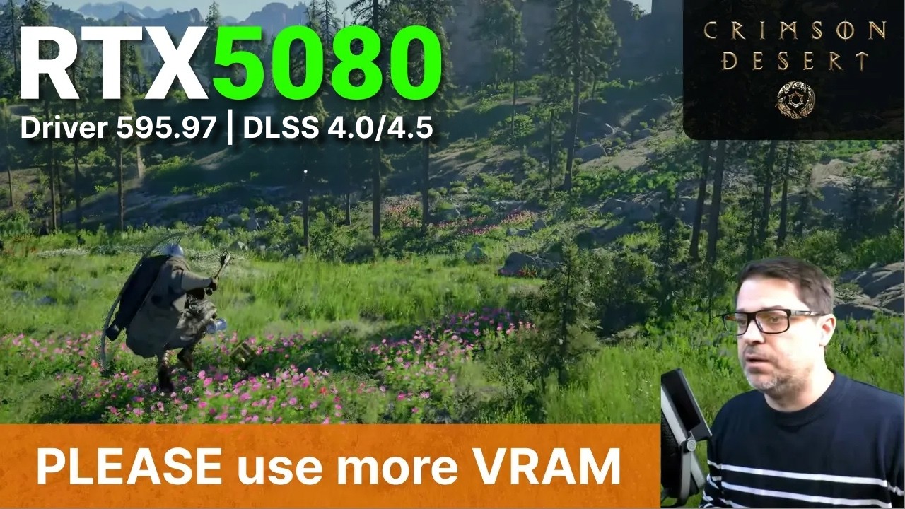 Игра Crimson Desert в разрешении 4K на RTX 5080&hellip; Производительность оставляет желать лучшего.