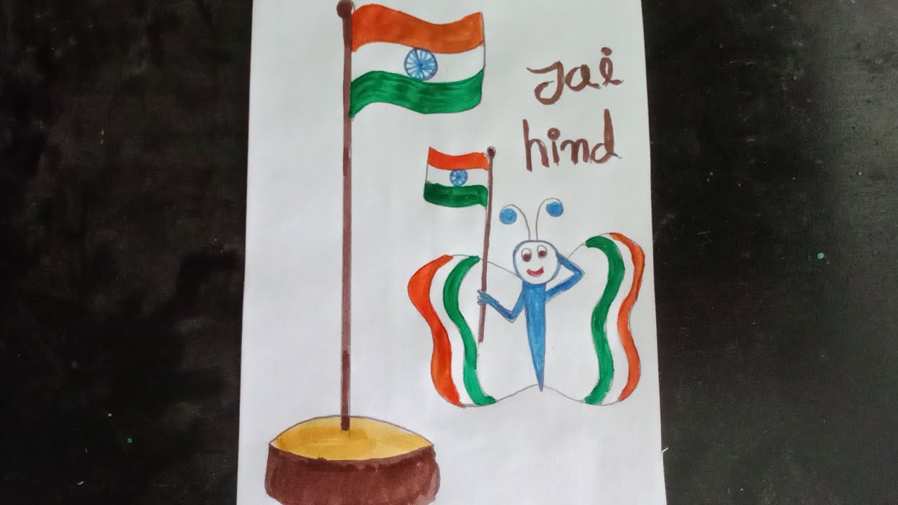 beautiful amazing India flag drawing tutorial 🇮🇳&hearts;️|very nice Flag painting|cute Flag draw