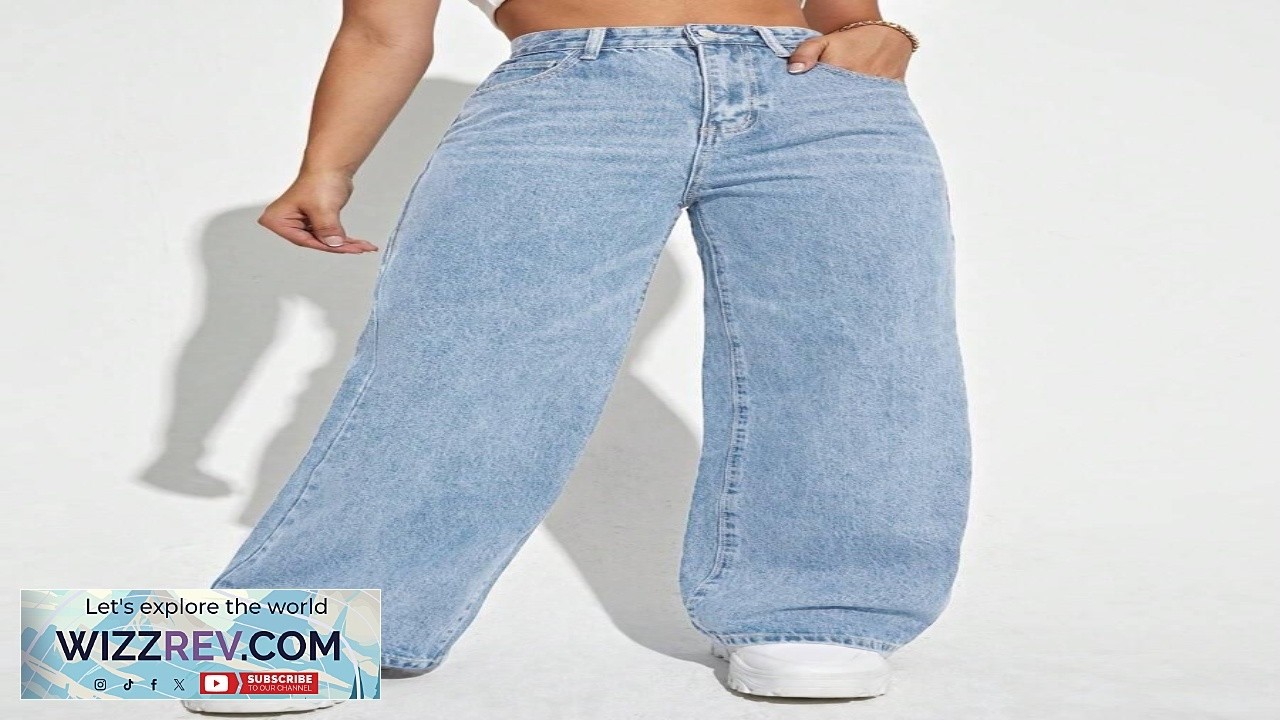 SHEIN ICON Women Stylish Solid Color Wide Leg Loose Fit Denim Jeans
