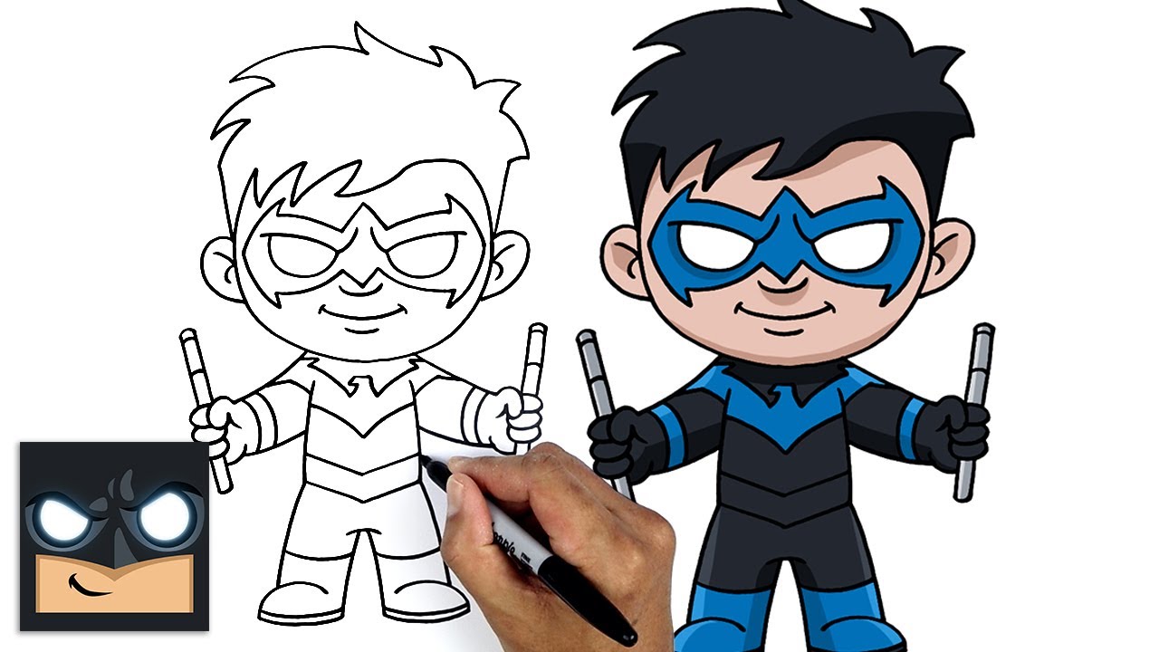 How To Draw NIGHTWING | Cartooning Club Tutorial
