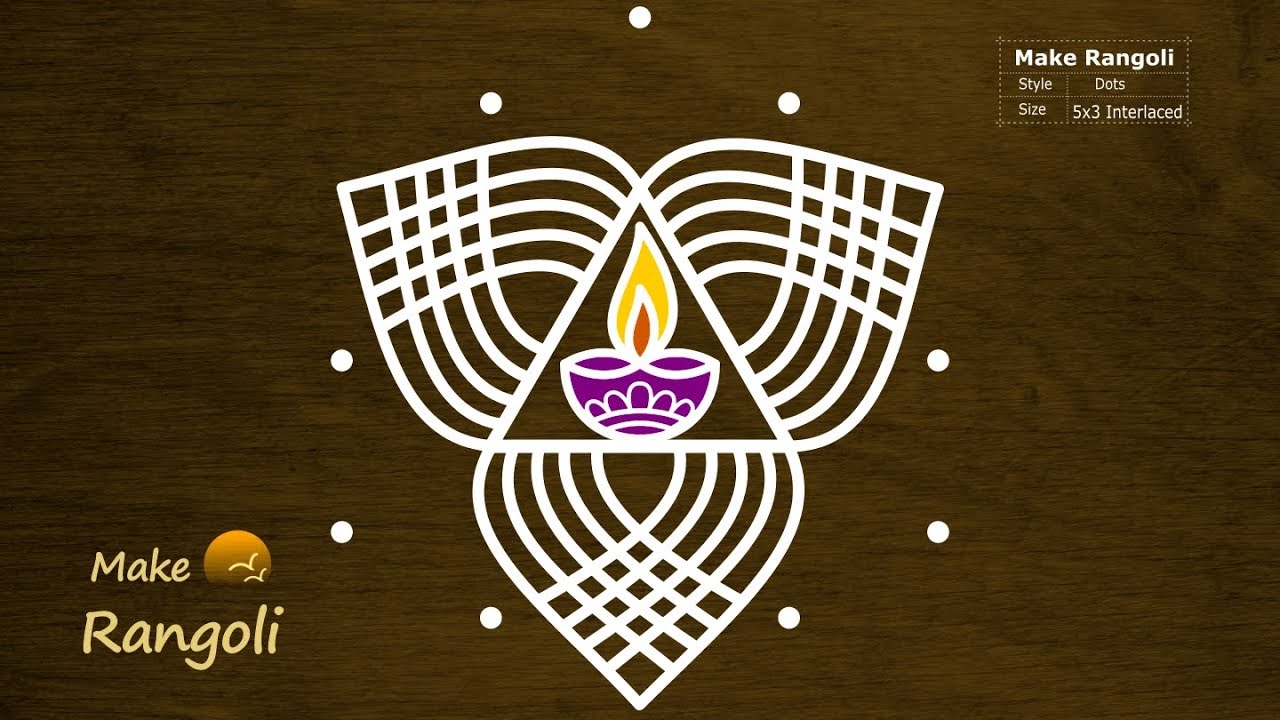 Creative padi Kolam with 5x3 dots | Padi Kolam with Deepam Design | Make rangoli