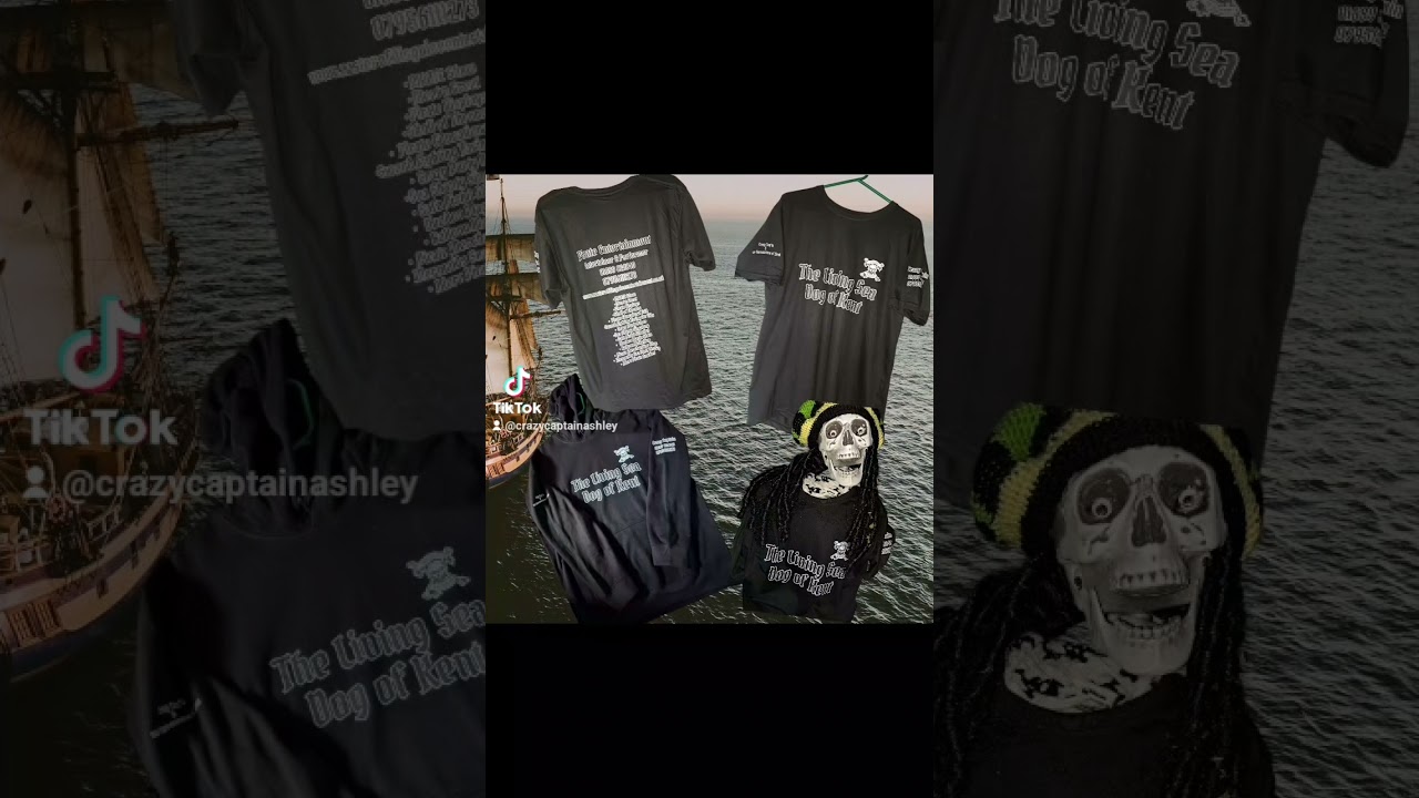 THE LIVING SEA DOG OF KENT PIRATE ENTERTAINMENT CRAZY CAPTAIN T-SHIRT & HOODI JUMPER small business