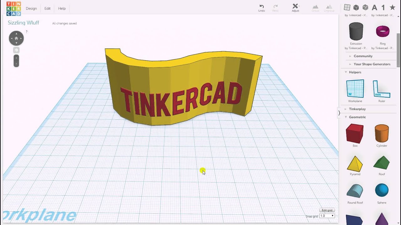 Tinkercad: text on surface