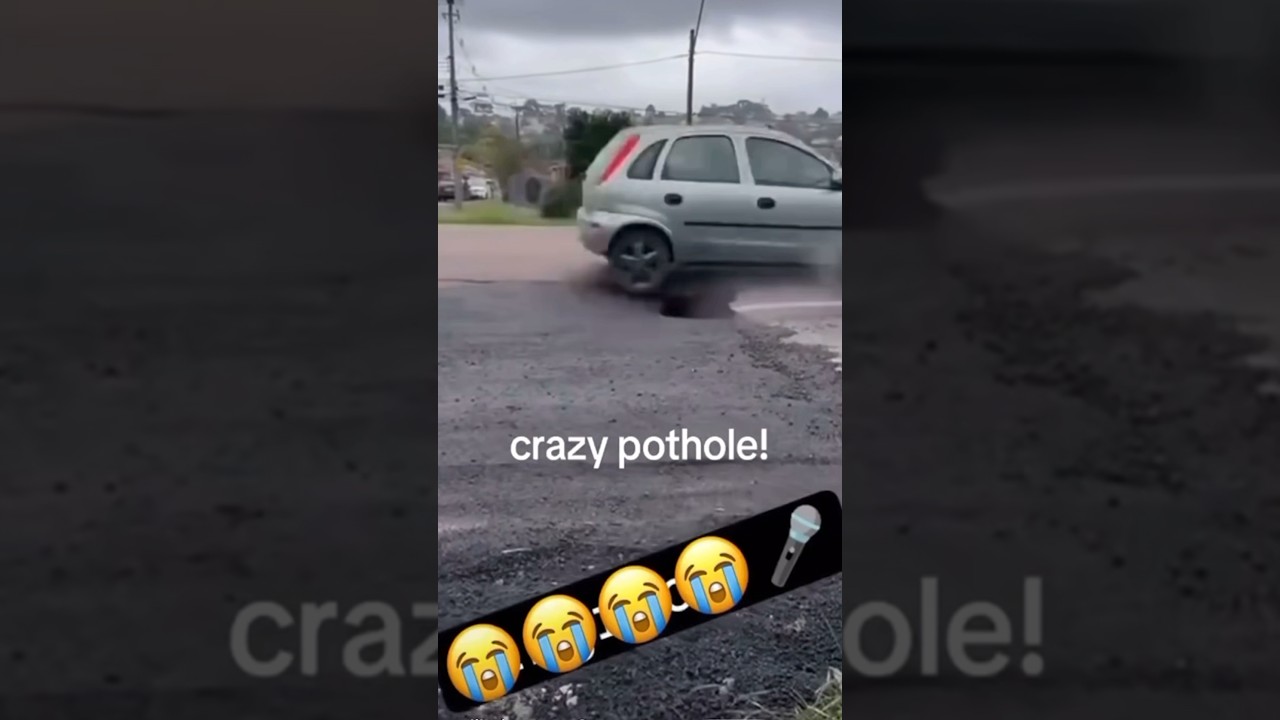 Crazy pothole!😭 #fyp #fypシ゚ #fypシ゚viral #viral #viralshort #fypp #relatable