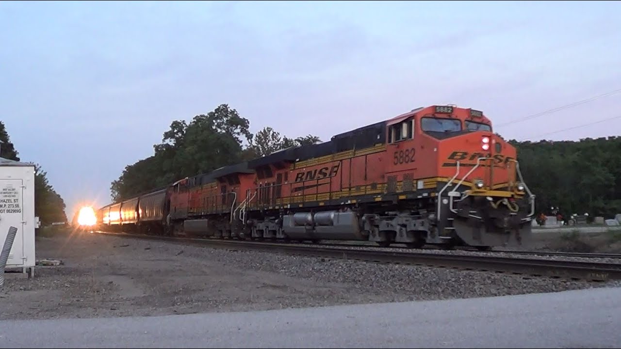 BNSF Grain Train Meets Cargill Feed Train