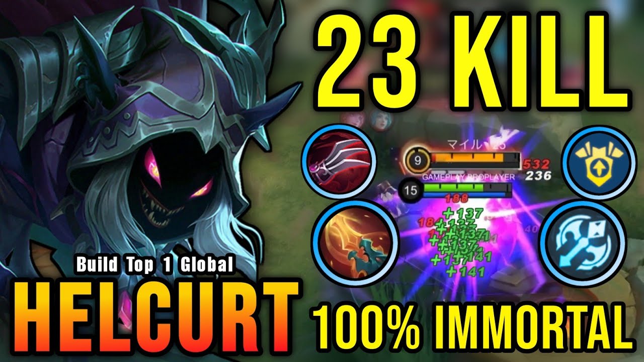 23 Kills No Death!! Helcurt Best Build 100% IMMORTAL!! - Build Top 1 Global Helcurt ~ MLBB