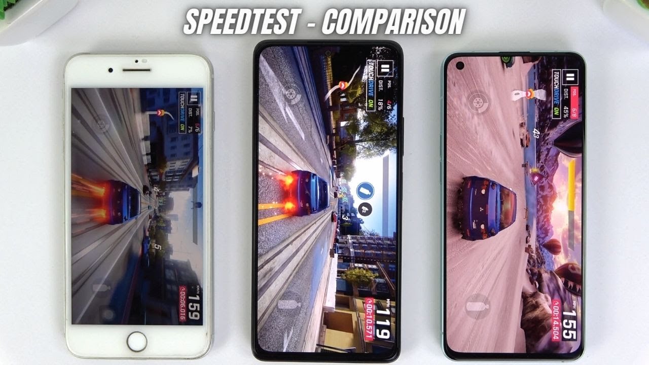 Oppo Reno6 5G vs Redmi Note 10 Pro vs iPhone 8 Plus | Video test display, Speedtest, Comparison