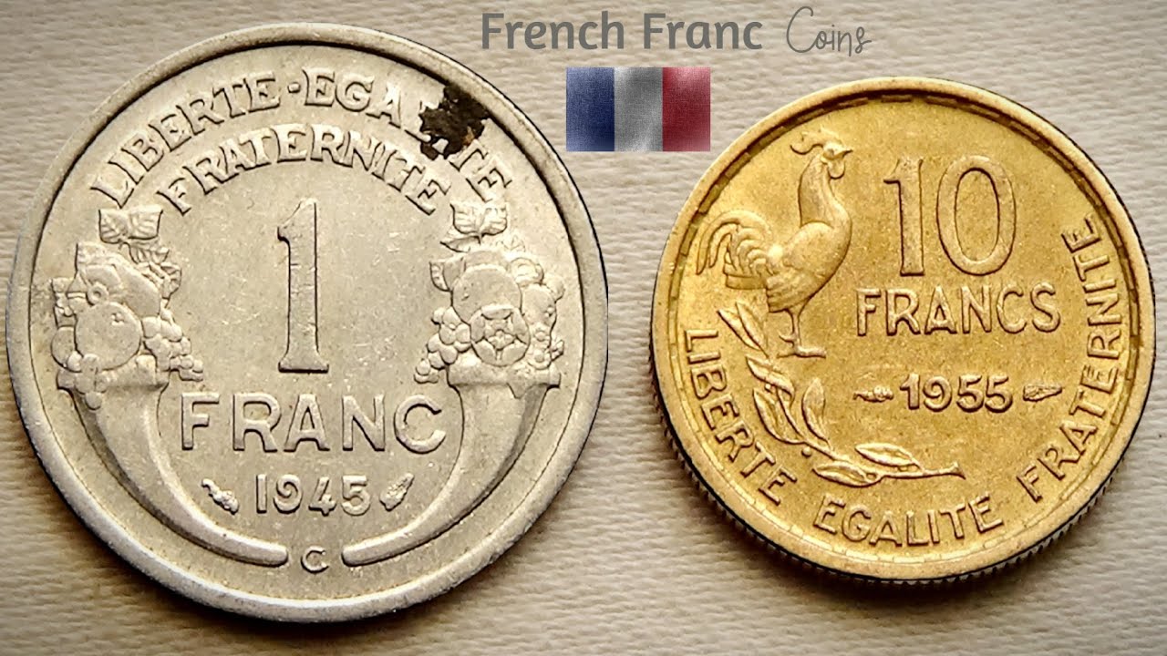 Few Old French Franc coins from 1945 | Rooster Coin - 1955 | FRANCE - EUROPE