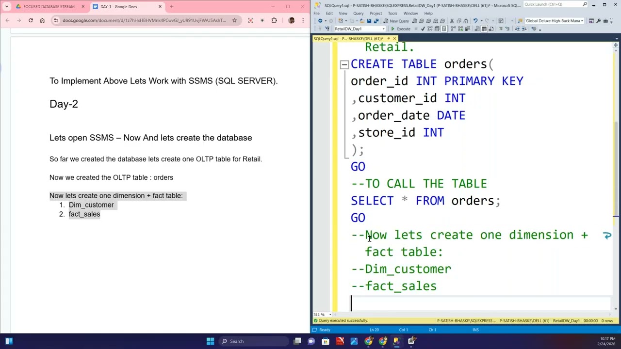 Day-2 | Retail Data Warehouse in SSMS | OLTP vs OLAP | Grain Explained Clearly