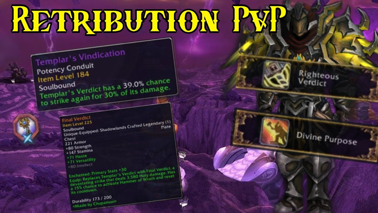 WoW 9.0.2 Shadowlands - Ret Paladin PvP - Double Potency FINALLY - Templars Vindication Testing