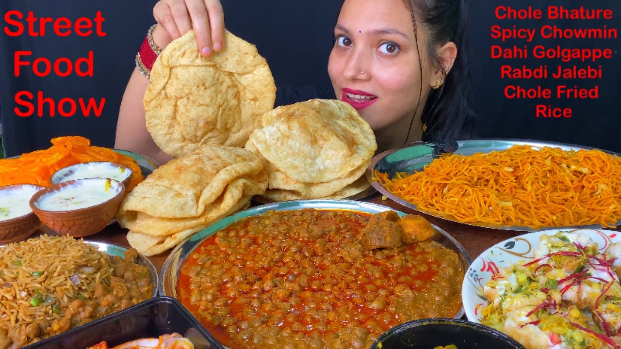 Eating Dahi Golagappe, Spicy 🔥 Chole Bhature, Chole Fried Rice, Chowmin, Rabdi Jalebi | Street Food
