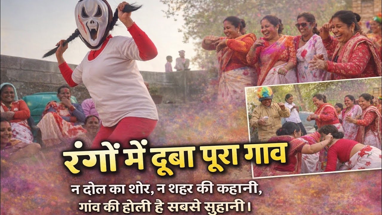 गांव की होली का नज़ारा | पूरा गांव झूम उठा # holi # pahadivlogger 