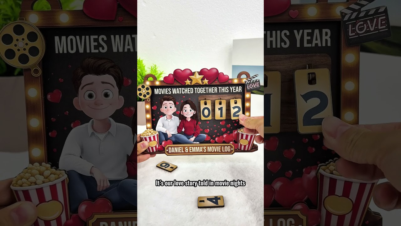 Movies Watched Together This Year | Couples' Movie Log | Personalized Hanging Movie Tracker