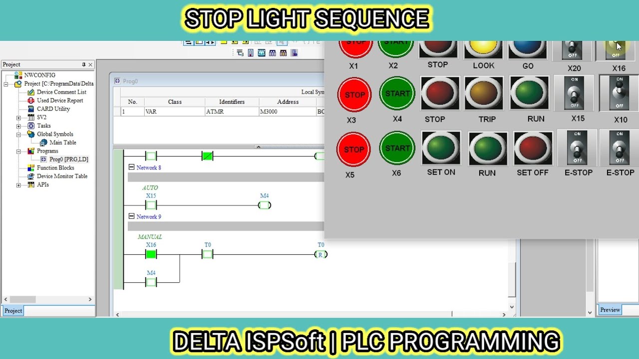 Traffic Light Programming Using ISPSoft   Delta PLC | With Auto and Manual