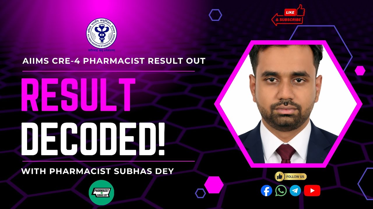 🔍 AIIMS CRE-4 Pharmacist Result Decoded | Expected Cutoff | What Next? @pharmacistsubhasdey 