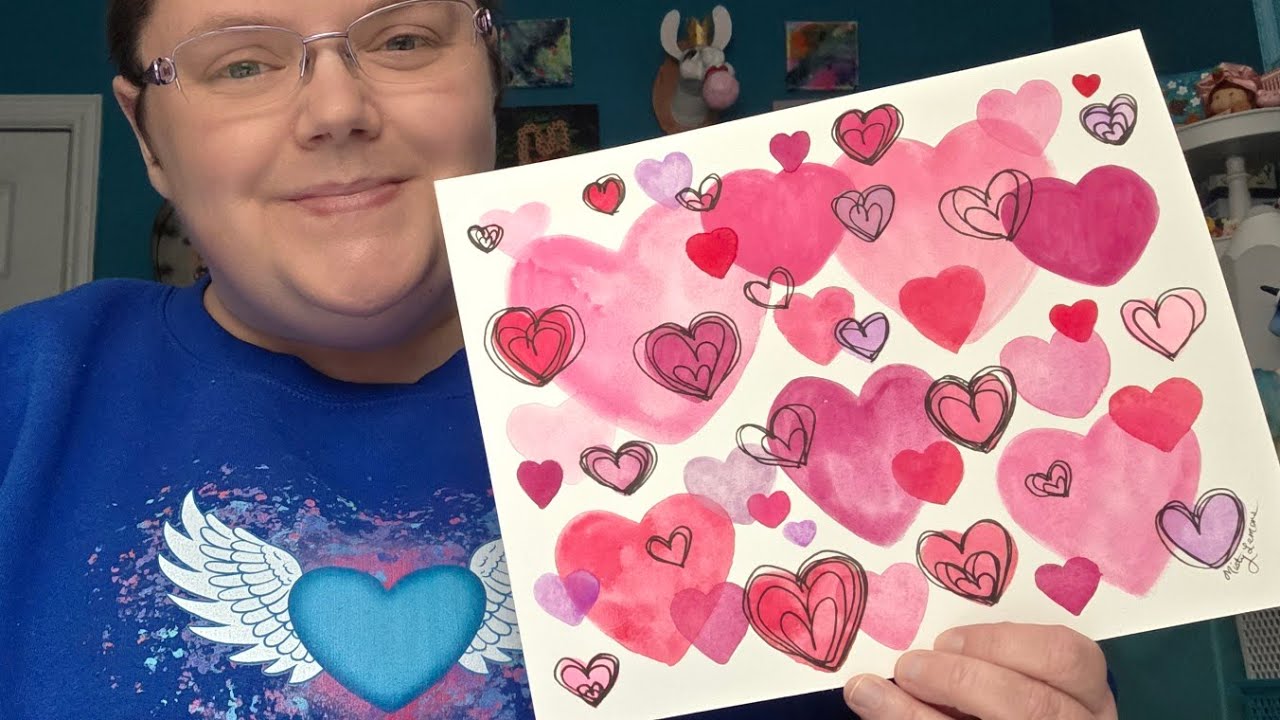 Painting Watercolor Hearts For Valentine's - Part 1
