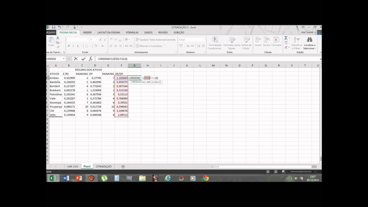 Otimização de carteiras usando o Excel (Markowitz)