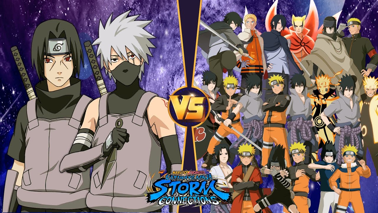 Anbu Itachi & Kakashi VS Naruto & Sasuke, all two-man combination teams Marathon battle Ninja GAME