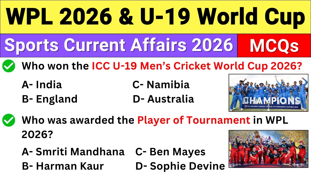 WPL 2026 & U-19 Cricket World Cup 2026 | Sports Current Affairs 2026 | TOP Expected MCQs