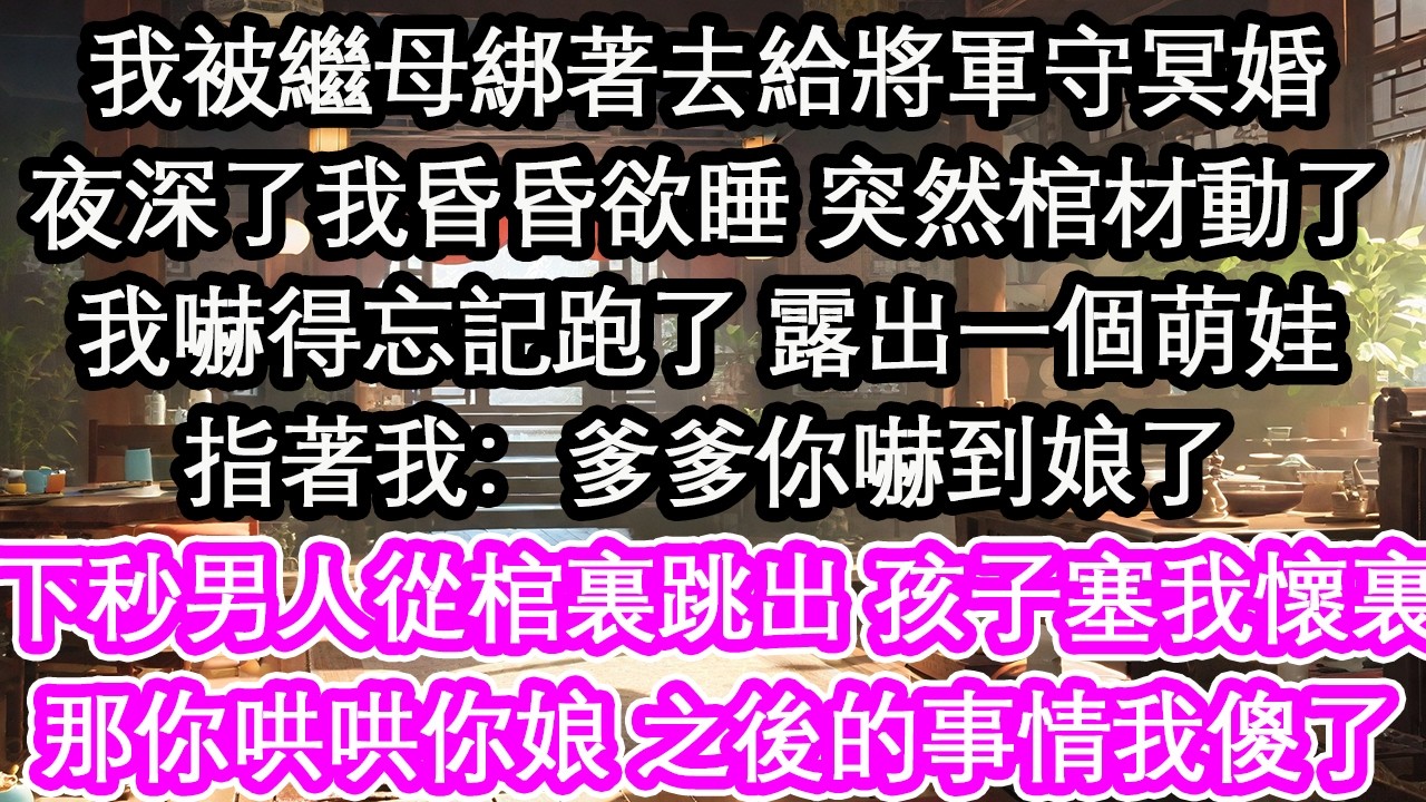 我被繼母綁著去給將軍守冥婚夜深了我昏昏欲睡 突然棺材動了我嚇得忘記跑了 露出一個萌娃指著我：爹爹你嚇到娘了下秒男人從棺裏跳出 孩子塞我懷裏那你哄哄你娘 之後的事情我傻了【花開】【愛情】【生活】