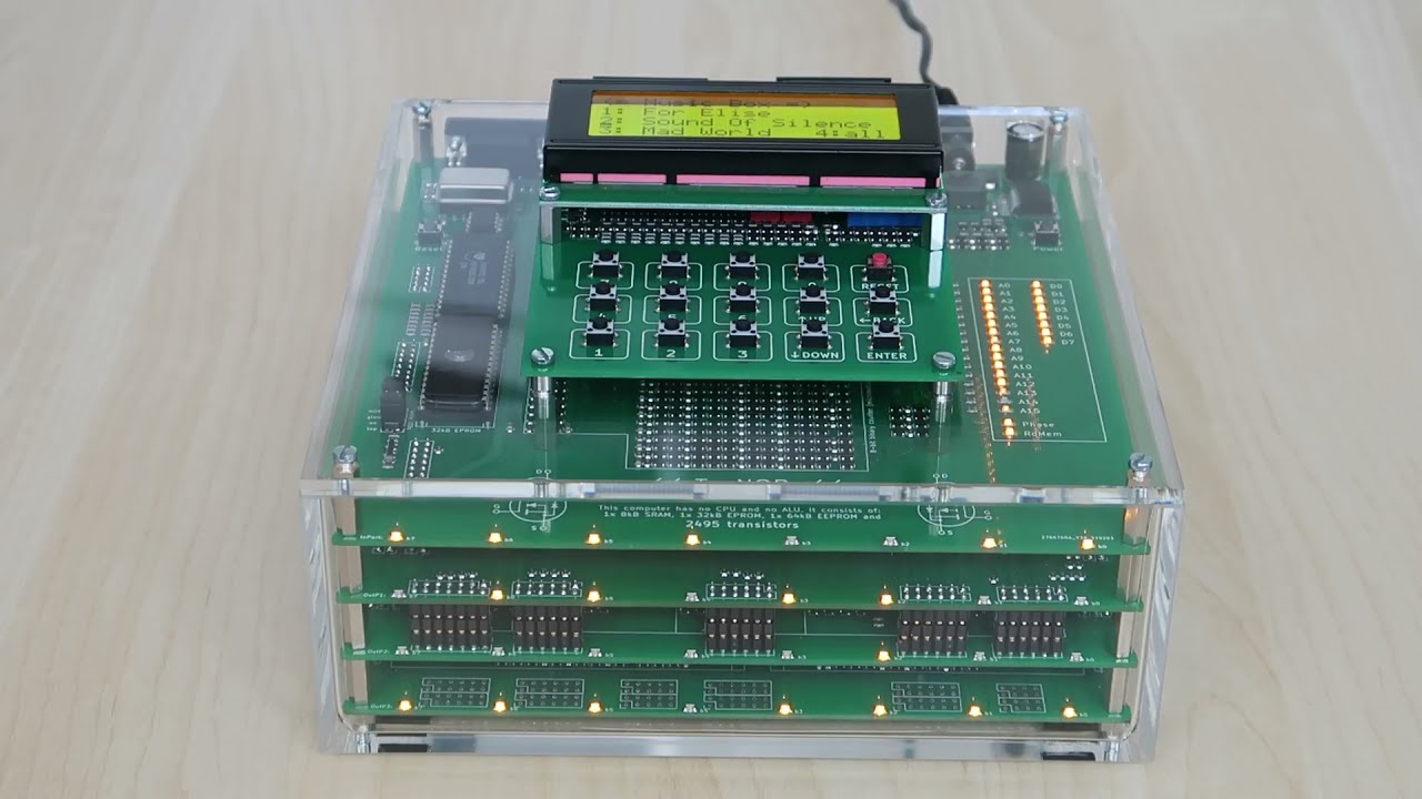 TraNOR - A transistorized computer with 2495 MOSFET transistors and 3 memory chips.