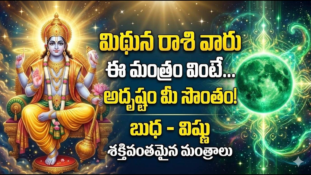 మిథున రాశి వారు ఈ మంత్రం వింటే అదృష్టం మీ తలుపు తడుతుంది! రాశి : బుధ కవచం & విష్ణు గాయత్రీ మంత్రం