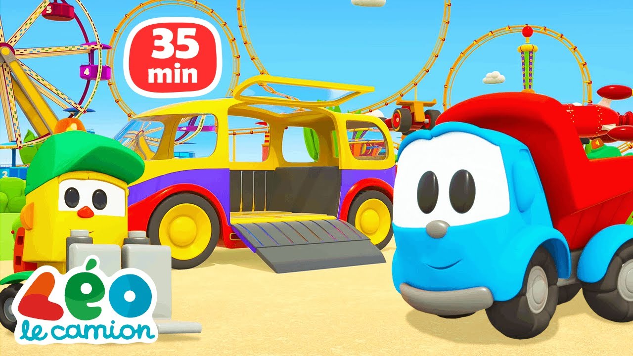 Léo le camion curieux construit des véhicules pour aider ses amis. Dessins animés pour enfants