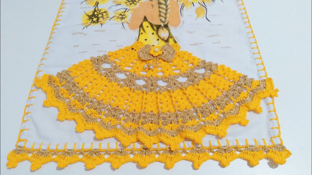 Saia de Crochê Para Boneca de Pano de Prato( Canhoto)#passoapasso
