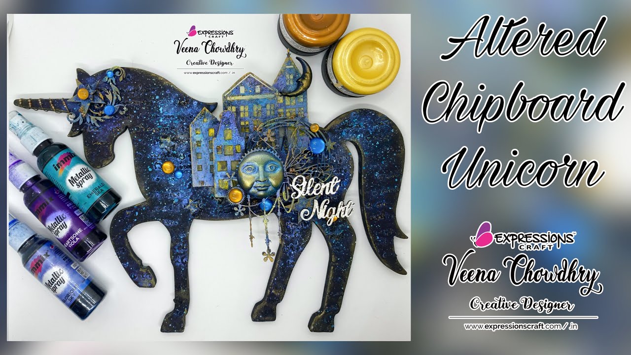 How to use  embellishments | DIY laser cutout | Altered Chipboard Unicorn