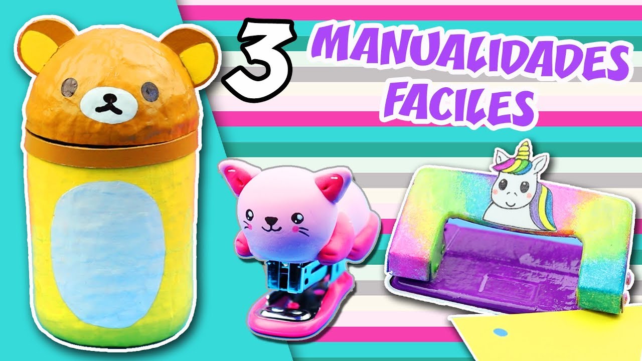 3 MANUALIDADES FÁCILES - Útiles Escolares Kawaii | Manualidades aPasos