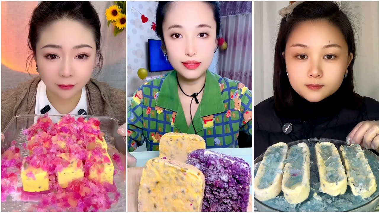 ASMR ice eating with passion fruit