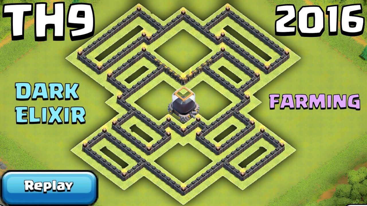 Clash of Clans TH9 Farming Base + REPLAYS [Dark Elixir Base] 2016 | Town Hall 9