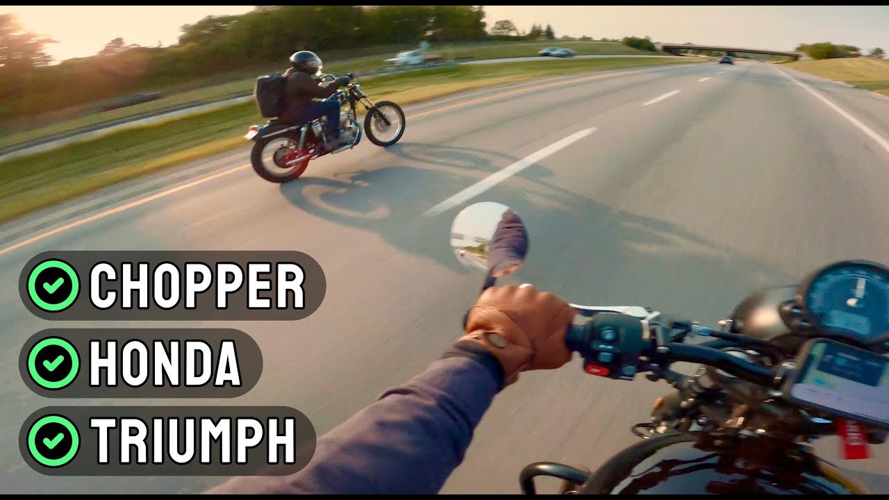 A chopper, a Honda, and a Triumph ride into Quebec... • Triumph Speed Twin 900 • 4K POV