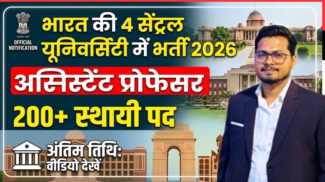 Permanent Assistant Professor Vacancy 2026 | Teacher Vacancy 2026 | Central University Recruitment
