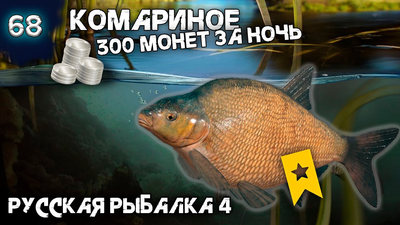 Русская рыбалка 4 - Комариное. 300 серы за ночь, точка на Трофейного Леща ! [#68]
