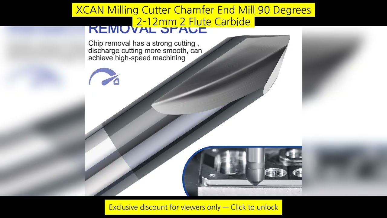 Xcan Milling Cutter Chamfer End Mill 90 Degrees 2-12Mm 2 Flute Carbide