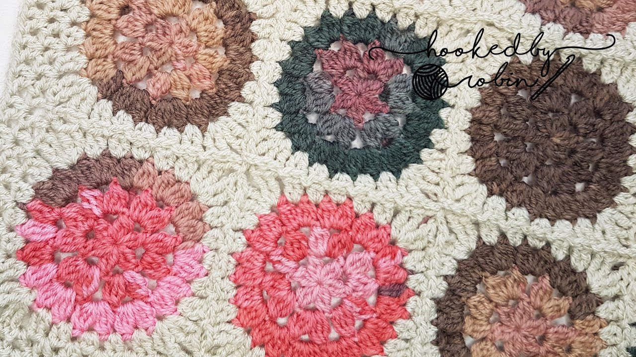 Cluster Stitch Circle in a Square Crochet Motif & How to Join As You Go | How to tutorial