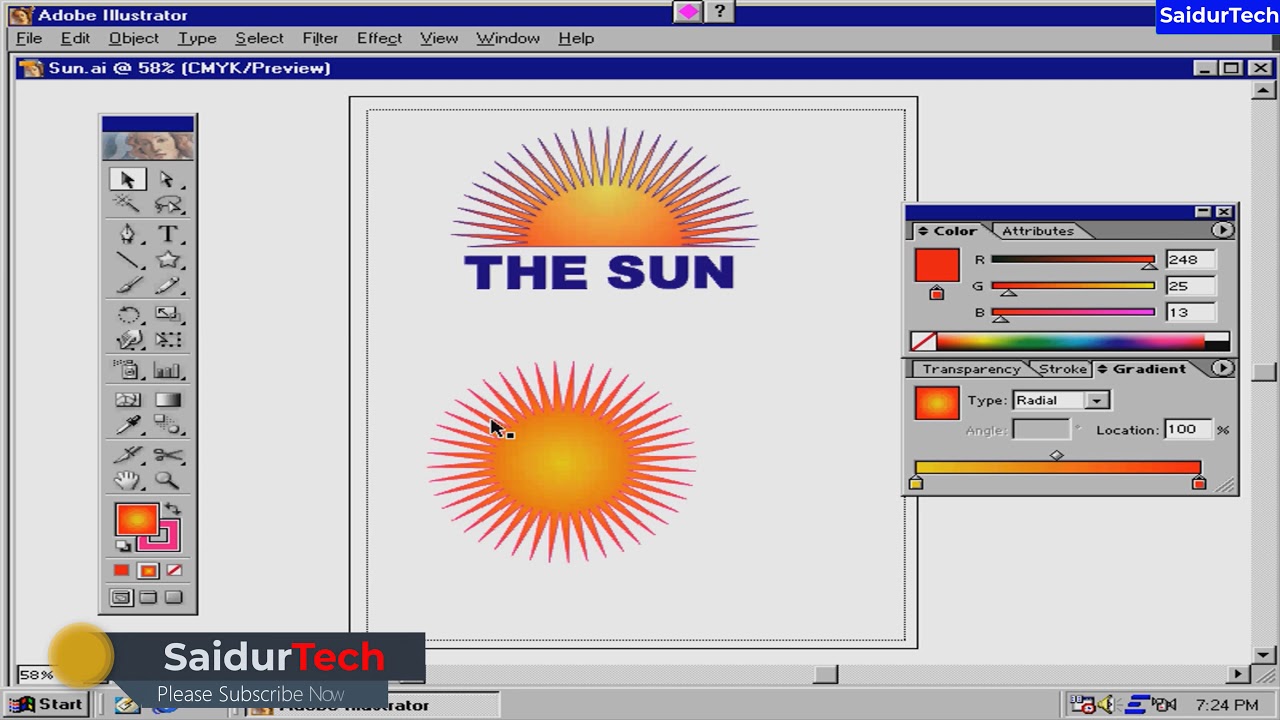 How to make a Sun in illustrator bangla tutorial.