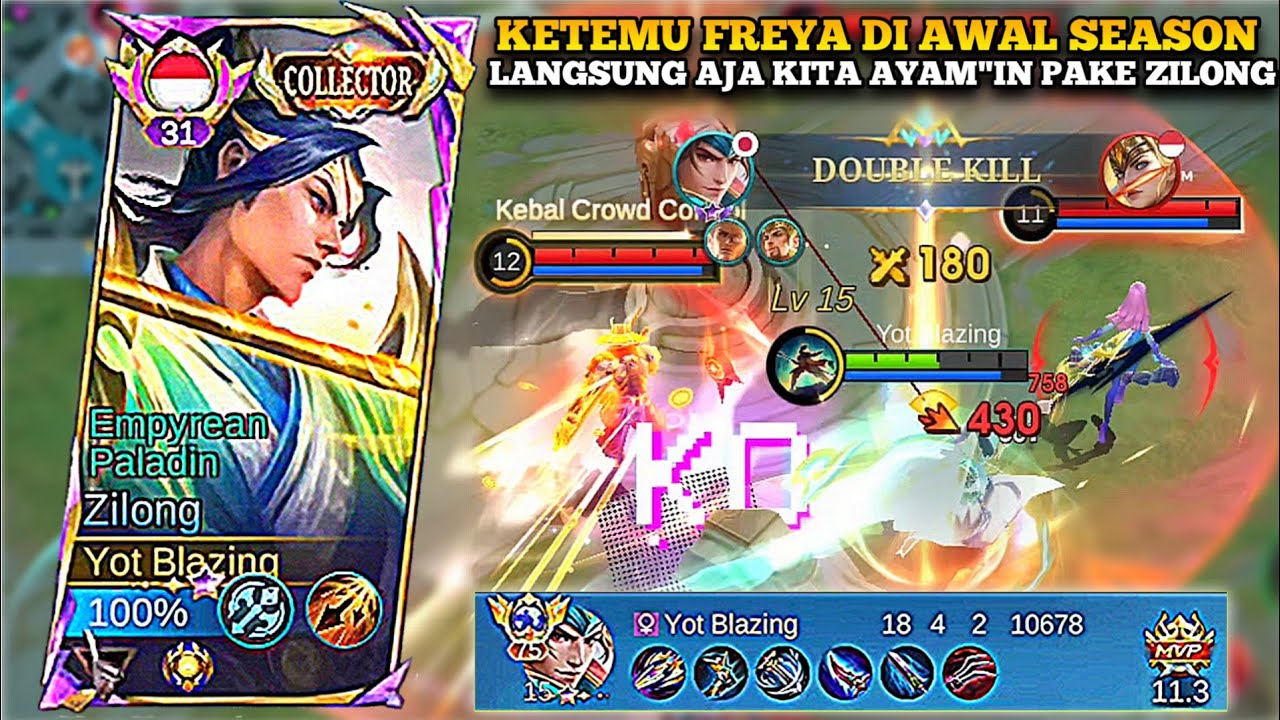 DIAWAL SEASON ZILONG RACING KETEMU FREYA DI EXP LANE!! AUTO LANGSUNG DI AYAM