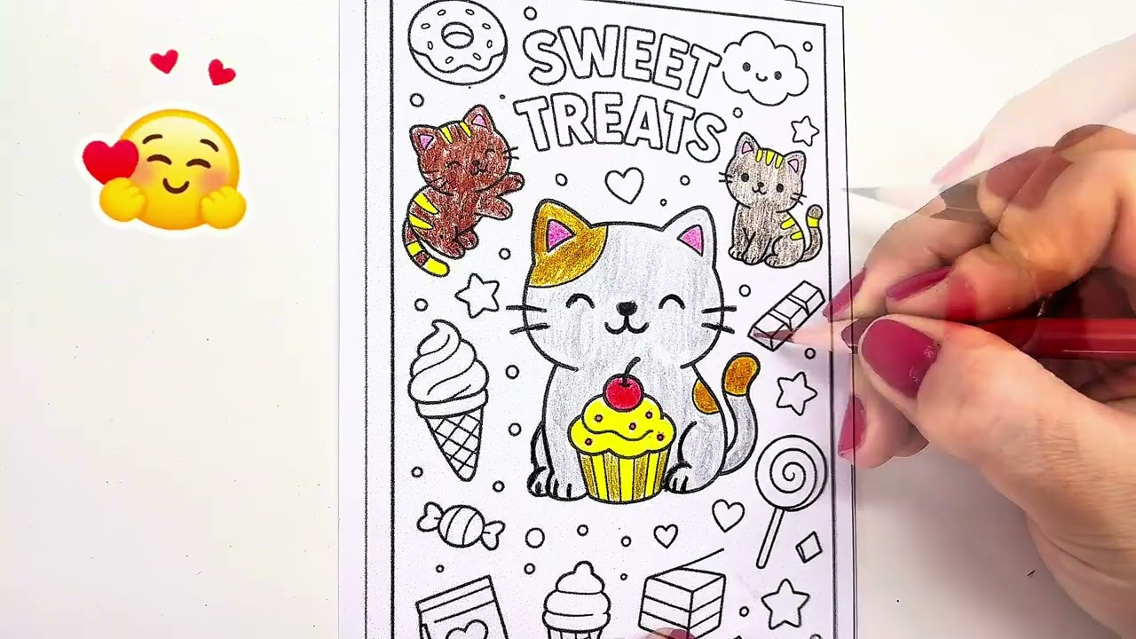 Sweet Kitty Treats 🐱🍭 | Satisfying Coloring Page