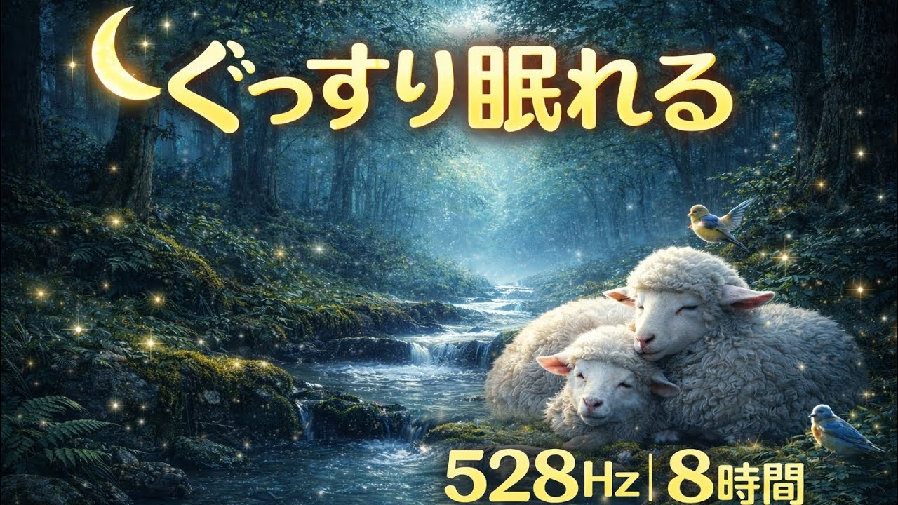 【8時間】528Hz 森のヒーリングBGM 🌲 睡眠導入・瞑想・ストレス解消・安眠