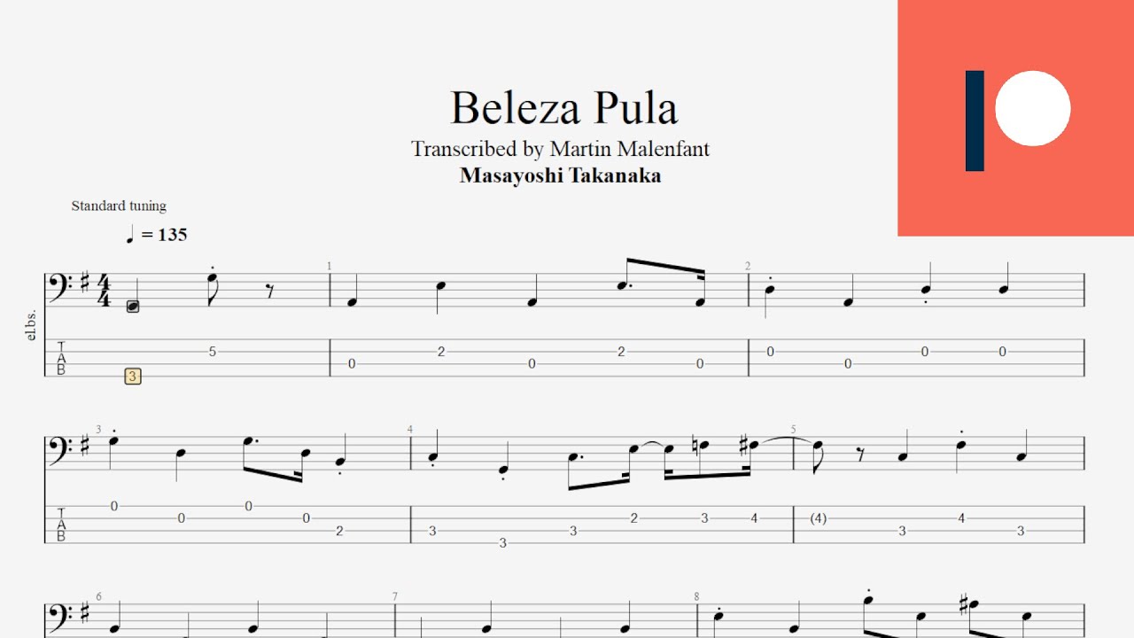 Masayoshi Takanaka - Beleza Pula (bass tab)