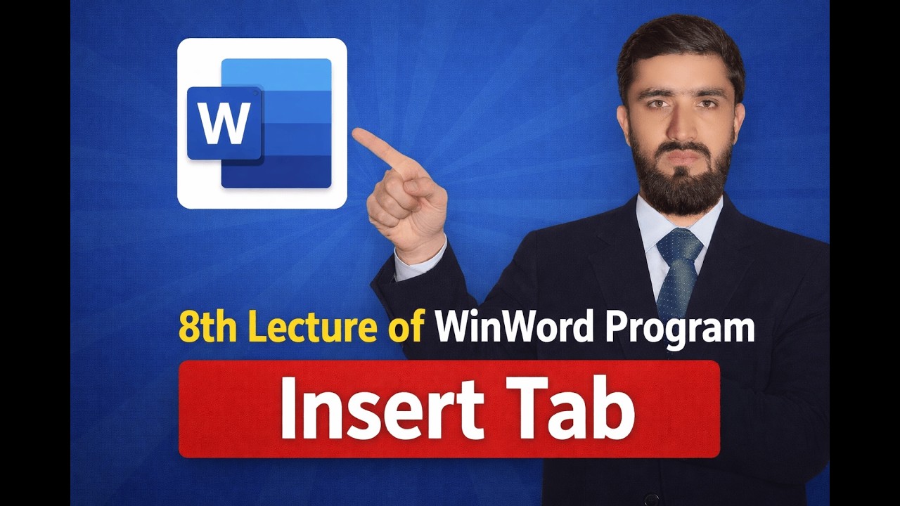 8th Lecture of WinWord Program in Pashto | Insert Tab Table Properties