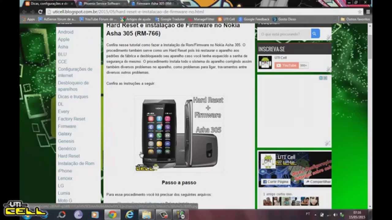 Hard Reset e instalação de Firmware no Nokia Asha 305 (RM-766) #UTICell