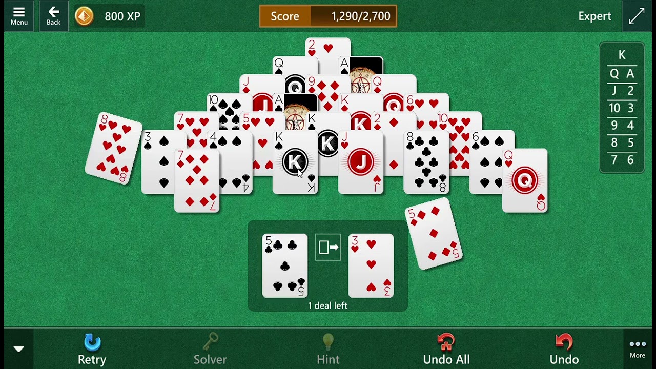 Solitaire & Casual Games Pyramid Expert Daily Challenge February 4, 2026