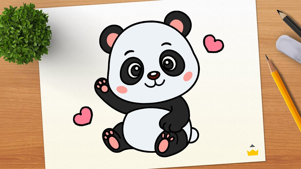 How To Draw A Cute Panda Pose || Draw So Cute Easy Step by Step ✨