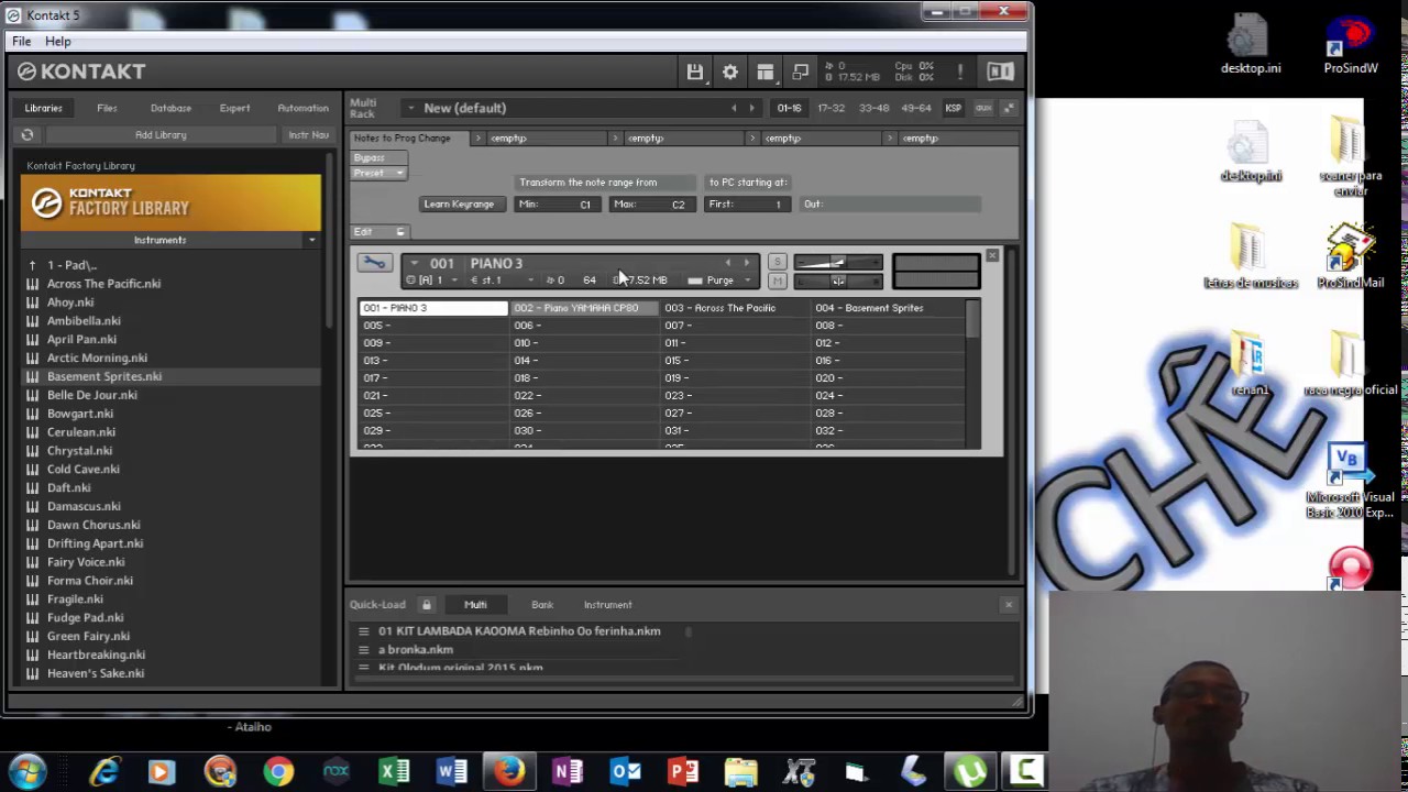 Como Trocar Os Timbres no KontaKt pelo teclado do notebook