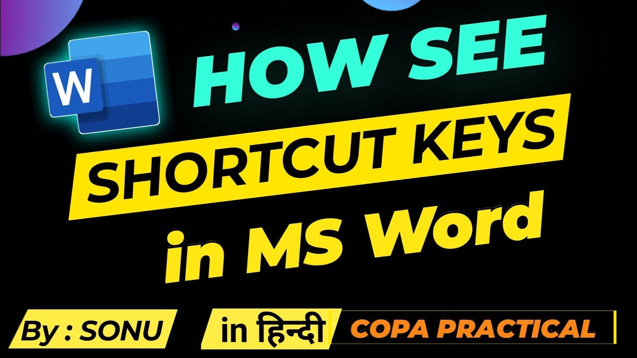 How to see shortcut keys in word Find MS Word's all keyboard shortcuts key in Hindi 2007 A to Z list