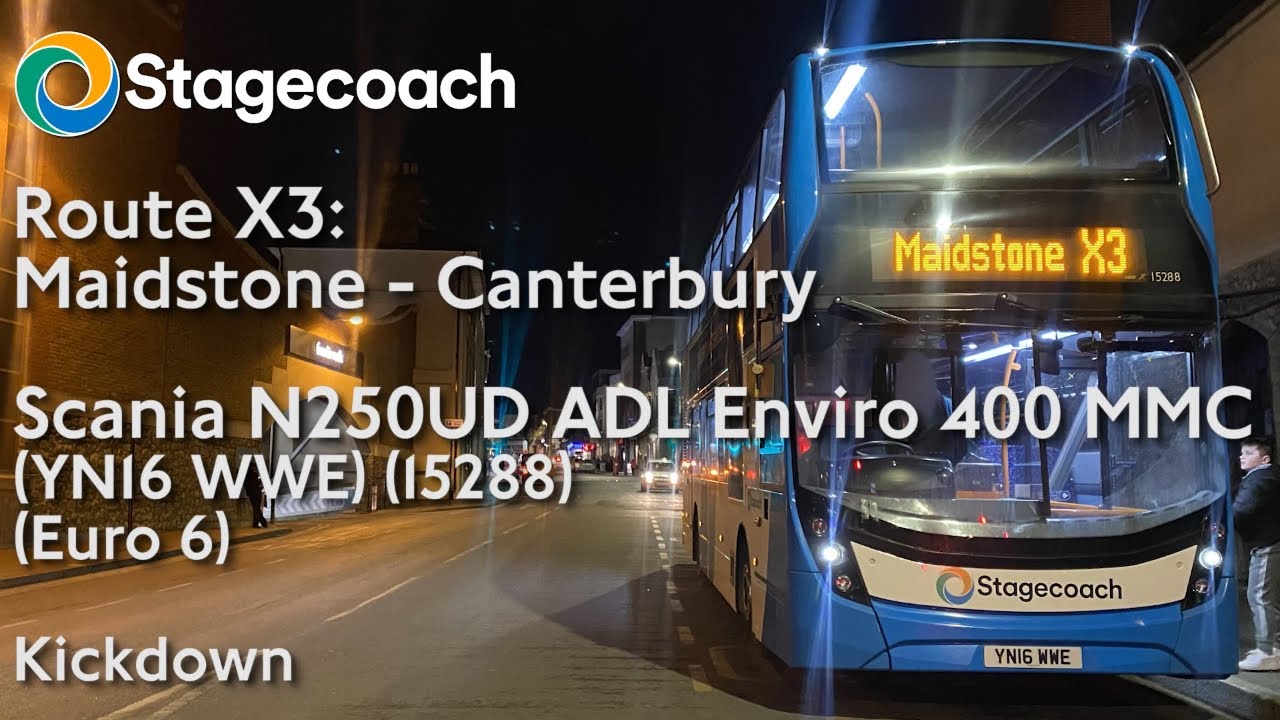 Kickdown | Stagecoach SE Route X3 | YN16 WWE (15288) | Scania N250UD ADL E400 MMC