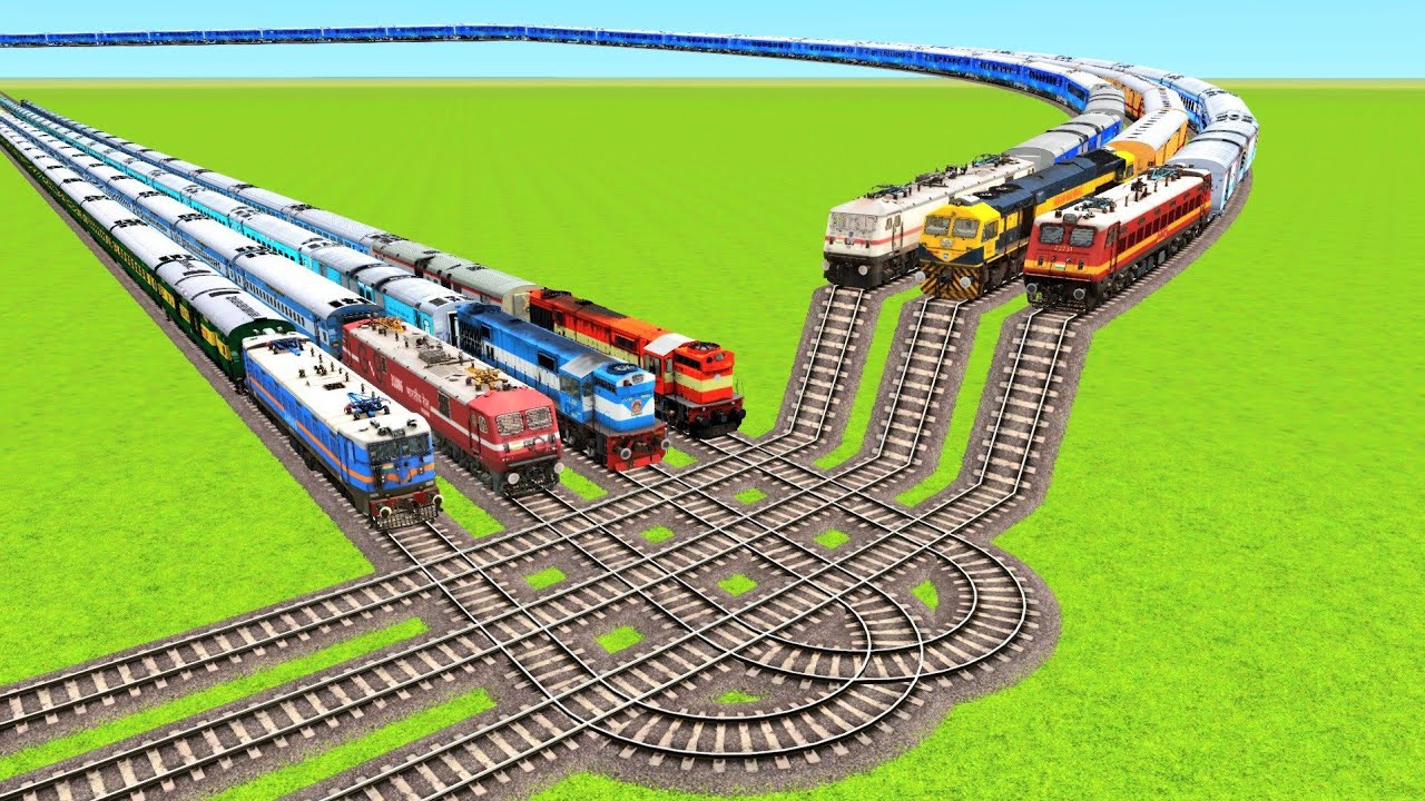 SEVEN TRAINS CROSSING TO EACH OTHER & HITS A TRAIN AT DOUBLE U TURNS RAIL ROAD|Train Simulator|